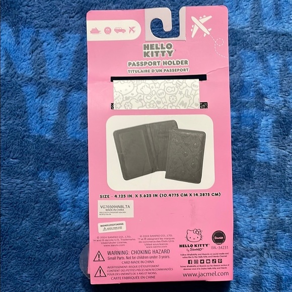 Hello Kitty Embossed Black Passport Cover - Picture 2 of 5